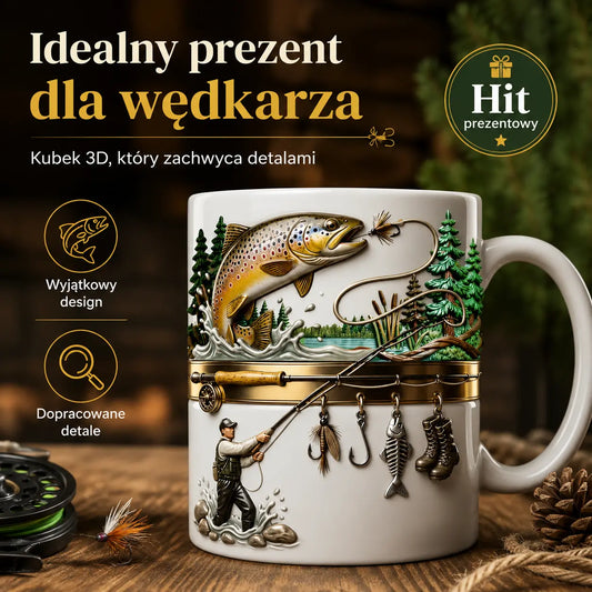 -50% 🎣 Idealny prezent dla wędkarza – wyjątkowy kubek 3D 🐟