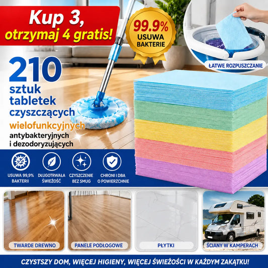 🧼✨ 210 szt. listków czyszczących — 🧹mniej brudu, smug i nieprzyjemnych zapachów! Do drewna, paneli, płytek i kampera