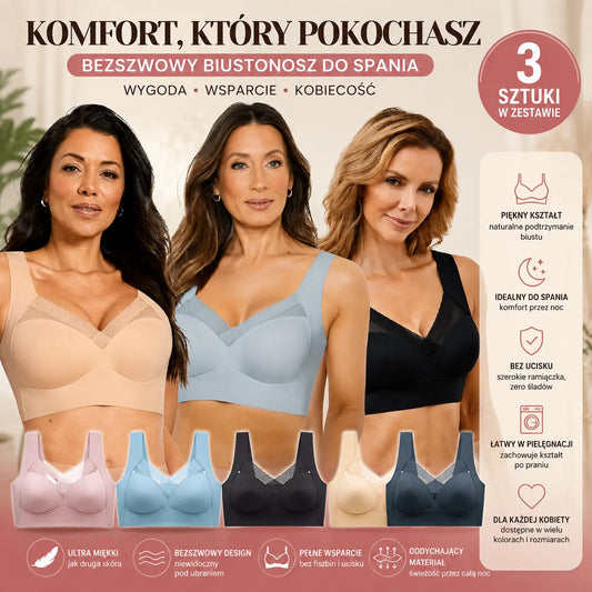 😍【3 sztuk】Biustonosz do spania z koronkowymi plecami bez szwu 🔥【40-110 kg】