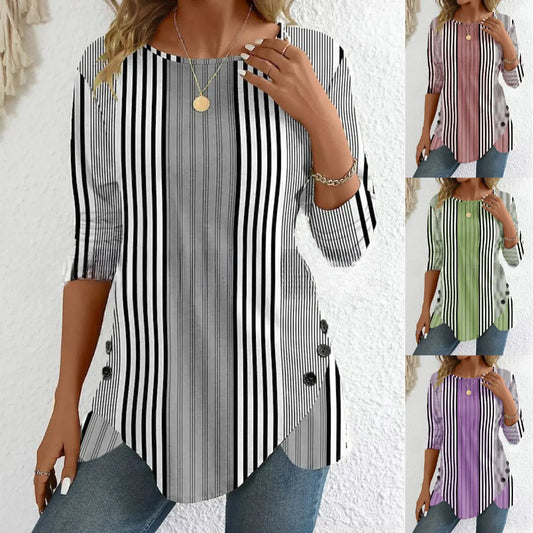 ✨🔥 Nowa kolekcja 2026! Modna koszula damska w paski S-5XL 👚 Wygodny luźny krój, który pięknie układa się na każdej sylwetce 💖