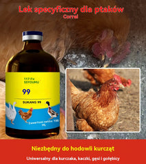 【Zestaw 4 butelek】24.75 zł./botellas💊🐓🦆🕊️ Lek na ptasią grypę, utratę apetytu, biegunkę i kaszel u drobiu, kurczaków, kaczek i gęsi. 1 butelka 100 ml.