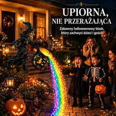 🧙‍♀️🎃 Lampa ogrodowa w kształcie kociołka czarownicy z oświetleniem LED – efektowna dekoracja zewnętrzna 🔮✨