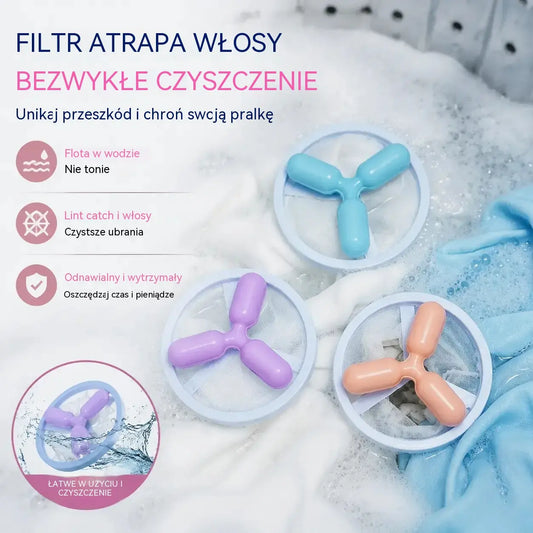 🌀 6 szt. tylko 89 zł! 🧺🐾 Koniec z sierścią na ubraniach! Pływające filtry do pralki – zbierają sierść, włosy i kłaczki podczas każdego prania ✨