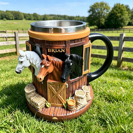 🐴 Kubek 3D ze Stali Nierdzewnej z Motywem Farmy i Stajni – Trwały, Stylowy i Idealny na Prezent 🎁
