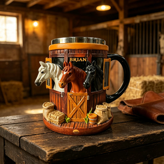 🐴 Kubek 3D ze Stali Nierdzewnej z Motywem Farmy i Stajni – Trwały, Stylowy i Idealny na Prezent 🎁