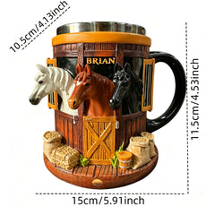 🐴 Kubek 3D ze Stali Nierdzewnej z Motywem Farmy i Stajni – Trwały, Stylowy i Idealny na Prezent 🎁