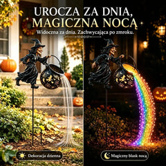 🧙‍♀️🎃 Lampa ogrodowa w kształcie kociołka czarownicy z oświetleniem LED – efektowna dekoracja zewnętrzna 🔮✨