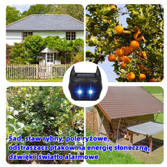 【🔥Oferta ograniczona czasowo🔥】Sad, staw rybny, pole ryżowe, odstraszacz ptaków na energię słoneczną, dźwięk i światło alarmowe