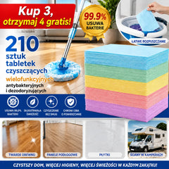 🧼✨ 210 szt. listków czyszczących — 🧹mniej brudu, smug i nieprzyjemnych zapachów! Do drewna, paneli, płytek i kampera