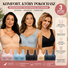 😍【3 sztuk】Biustonosz do spania z koronkowymi plecami bez szwu 🔥【40-110 kg】