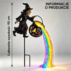 🧙‍♀️🎃 Lampa ogrodowa w kształcie kociołka czarownicy z oświetleniem LED – efektowna dekoracja zewnętrzna 🔮✨