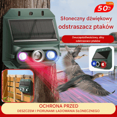 【🔥Oferta ograniczona czasowo🔥】🔥Odstraszacz ptaków ultradźwiękowy zasilany energią słoneczną do użytku na zewnątrz z migającym światłem podczerwonym, z czerwoną i niebieską diodą LED