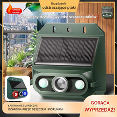 【🔥Oferta ograniczona czasowo🔥】🔥Odstraszacz ptaków ultradźwiękowy zasilany energią słoneczną do użytku na zewnątrz z migającym światłem podczerwonym, z czerwoną i niebieską diodą LED