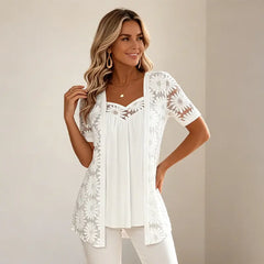 👚 Koronkowa bluzka 2 w 1, która optycznie wysmukla talię 🌸 Lekka, przewiewna i wygodna | 5 kolorów | S–4XL ✨