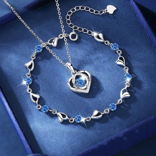 🎁 KUP 1, DOSTAŃ 1 GRATIS! 💎💖 Srebrny komplet 925 + Naszyjnik Serce Oceanu ✨ Elegancja na lata