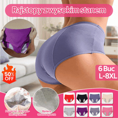 🔥 PROMOCJA! 6 SZT. Bielizny Wysoki Stan – Wyszczupla Brzuch, Nie Uciska, Komfort L-8XL 🩲