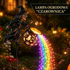 🧙‍♀️🎃 Lampa ogrodowa w kształcie kociołka czarownicy z oświetleniem LED – efektowna dekoracja zewnętrzna 🔮✨