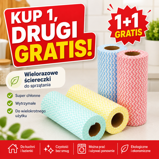 🧽Kup 1, drugi dostaniesz GRATIS ✨ Wielorazowe ściereczki czyszczące – jedna rolka starczy nawet na rok!