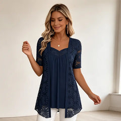 👚 Koronkowa bluzka 2 w 1, która optycznie wysmukla talię 🌸 Lekka, przewiewna i wygodna | 5 kolorów | S–4XL ✨