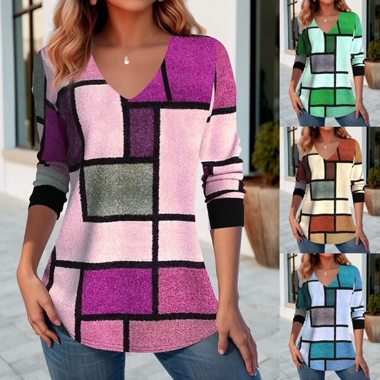 🔥Oferta ograniczona czasowo🔥💥【S-5XL】【cumpara unul si primesti unul gratis】 T-shirt z nadrukiem na wiosnę i jesień z dekoltem w kształcie litery V