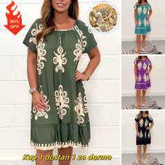🤩🌹【🔥Gorąca sprzedaż🔥】【S-4XL】 Kwadratowa sukienka z geometrycznym wzorem Multi Print