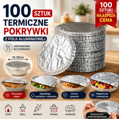 【100 sztuk】📢 Rabat 50%! 🔥 🥗Aluminiowe pokrywki na żywność – świeżość bez folii i bałaganu